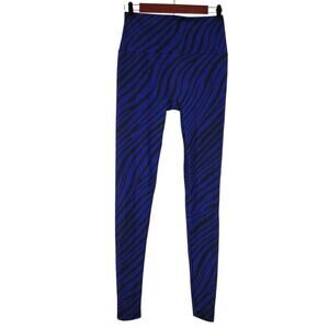 K-Deer Full Length Leggings Size L? Blue Black Zebra High Rise Yoga Pull On